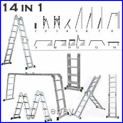 4.7M Ladder Portable Aluminum Telescopic Extension Tall All-Purpose Non-Slip