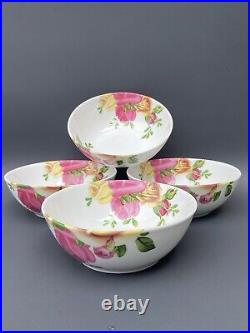 4 Royal Albert COUNTRY ROSE Cereal Soup All Purpose Bowls NIB New Pink Yellow