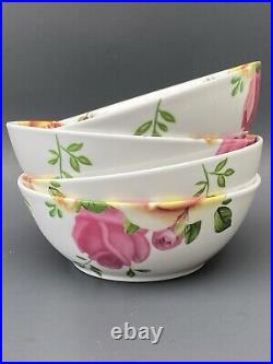 4 Royal Albert COUNTRY ROSE Cereal Soup All Purpose Bowls NIB New Pink Yellow