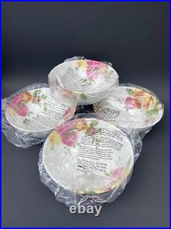 4 Royal Albert COUNTRY ROSE Cereal Soup All Purpose Bowls NIB New Pink Yellow