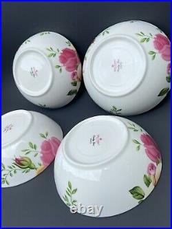 4 Royal Albert COUNTRY ROSE Cereal Soup All Purpose Bowls NIB New Pink Yellow