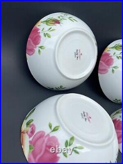 4 Royal Albert COUNTRY ROSE Cereal Soup All Purpose Bowls NIB New Pink Yellow