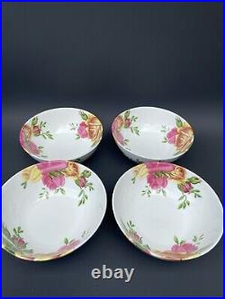 4 Royal Albert COUNTRY ROSE Cereal Soup All Purpose Bowls NIB New Pink Yellow