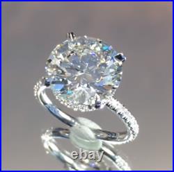 4Ct Round Lab created Diamond Solitaire Engagement Ring 14K White Gold Finish
