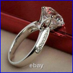 5Ct Round Lab-Created Real Moissanit Engagment Wedding Ring14K White Gold plated