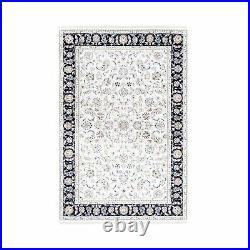 6'x9'1 Nain Ivory Wool and Silk 250 KPSI All Over Design Handknotted Rug R66686