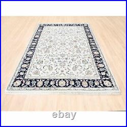 6'x9'1 Nain Ivory Wool and Silk 250 KPSI All Over Design Handknotted Rug R66686