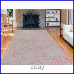 6'x9' Pink Hand Loomed Jacquard Wool and Art Silk All Over Design Rug R58599