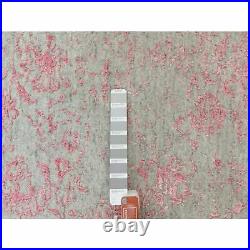 8'x10'2 Pink Hand Loomed Jacquard Wool and Art Silk All Over Design Rug R58580