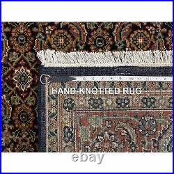 8'x8' Handmade Wool&Silk Herati All Over Fish Design 175 KPSI Square Rug R63314