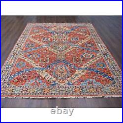 9'1x12' Red, Heris with All Over Design, Pure Wool Hand Knotted, Rug R84020