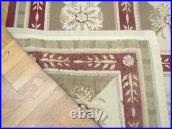 9 x 12 All-Over Checked Venetian Design Needlepoint Hand-Woven Ivory Rug