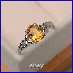 925 Sterling Silver Natural Oval Cut Citrine Ring Wedding/Engagement Her Design