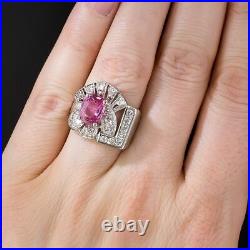 925 Sterling Silver Pink Cushion Vinatge Style Unique Design Solid Women's Ring