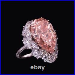 925 Sterling Silver Ring Cubic Zirconia Pear 14K Pink Pear Shape Halo Design