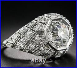 925 Sterling Silver Rings Cubic Zirconia Round Women Antique Design Jewelry