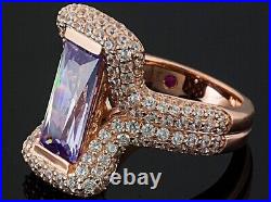 925 Sterling Silver Rings Cubic Zirconia Unique Design Purple Women Jewelry