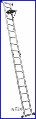 ALIZA Heavy Duty 4.7m All-Purpose Extendable Foldable Aluminum Step Ladder 15KGS