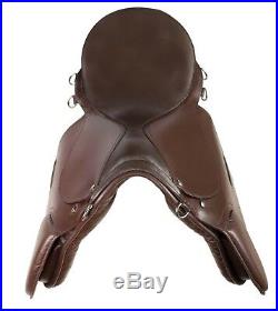 ALL PURPOSE BROWN LEATHER ENGLISH HORSE JUMPING SADDLE GIRTH TACK 16 18 in