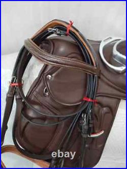 All Purpose Dark Brown English Leather Jumping Horse Riding Saddle