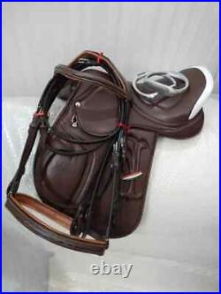 All Purpose Dark Brown English Leather Jumping Horse Riding Saddle