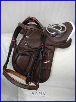 All Purpose Dark Brown English Leather Jumping Horse Riding Saddle