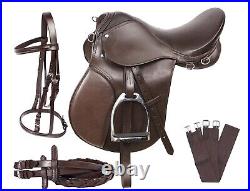 All Purpose English Leather Horse Saddle Set Bridle Leather for 75 to 100 Kg P