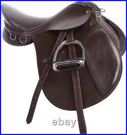 All Purpose English Leather Horse Saddle Set Bridle REINS Leather Irons