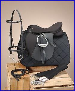 All Purpose English Saddle Only or Package Synthetic Blk or Brwn Reg Wide