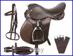 All Purpose Jumping Black Leather English Horse Saddle with full Tack & bridle
