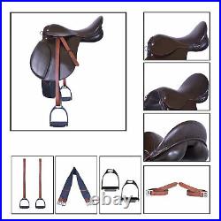 All Purpose Jumping English Leather Saddle Horse Saddle Brown i400