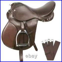 All Purpose Premium Leather Jumping English Riding Horse Saddle Tack Size 10-18