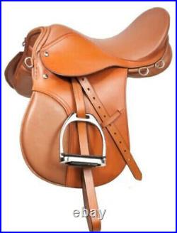 All Purpose Tan Leather Jumping English Horse Riding Saddle For Horse With F/S