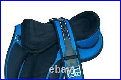 All Purpose Treeless Horse Saddle Blue Color Size fit to (16-18) + Free Girth