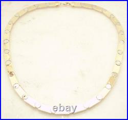 All Shiny Two-Tone Screw Design Chain Necklace Real Solid 14K Yellow White Gold