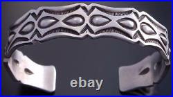 All Silver Stamped Design Men's Bracelet by Erick Begay 7B22B