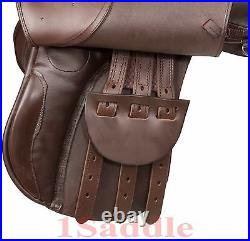 BROWN PREMIUM ENGLISH LEATHER JUMP JUMPING CLOSE CONTACT SADDLE TACK 16 17 in