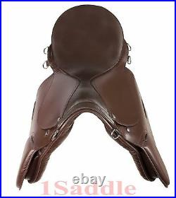 BROWN PREMIUM ENGLISH LEATHER JUMP JUMPING CLOSE CONTACT SADDLE TACK 16 17 in