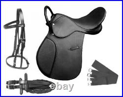 Black All Purpose 100% Leather Jumping English Riding Horse Saddle with handle