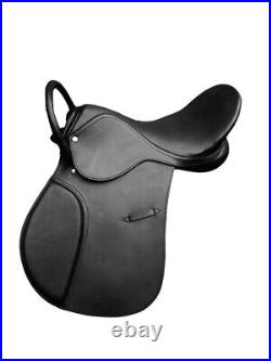 Black All Purpose 100% Leather Jumping English Riding Horse Saddle with handle