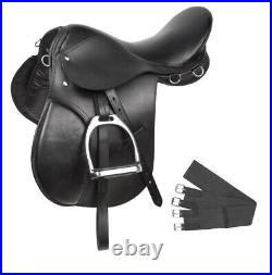 Black English Leather All Purpose Starter Horse Saddle Tack Package 16 17 18
