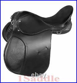 Black Premium English Leather Jumping All Purpose Saddle Tack Set 15 16 17 18