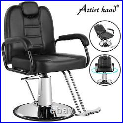 Black Reclining All Purpose Hydraulic Barber Chair Salon Beauty Spa 360° Styling