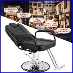 Black Reclining All Purpose Hydraulic Barber Chair Salon Beauty Spa 360° Styling