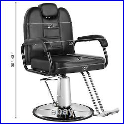 Black Reclining All Purpose Hydraulic Barber Chair Salon Beauty Spa 360° Styling