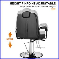 Black Reclining All Purpose Hydraulic Barber Chair Salon Beauty Spa 360° Styling