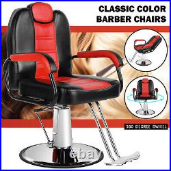 Black+Red All Purpose Hydraulic Reclining Barber Chair Salon Beauty Stylist