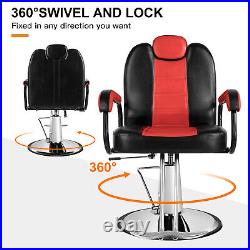 Black+Red All Purpose Hydraulic Reclining Barber Chair Salon Beauty Stylist