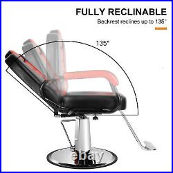 Black+Red All Purpose Hydraulic Reclining Barber Chair Salon Beauty Stylist