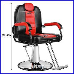 Black+Red All Purpose Hydraulic Reclining Barber Chair Salon Beauty Stylist